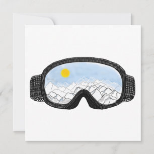 Ski Goggles Mountain View Illustration  Holiday Card