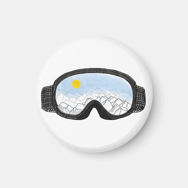 Ski Goggles Mountain View Illustration  Magnet (Front)
