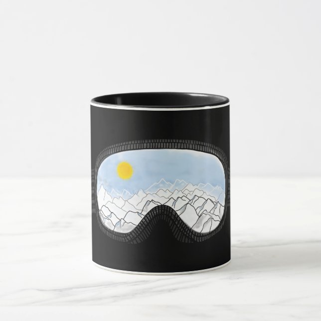Ski Goggles Mountain View Illustration  Mug (Center)