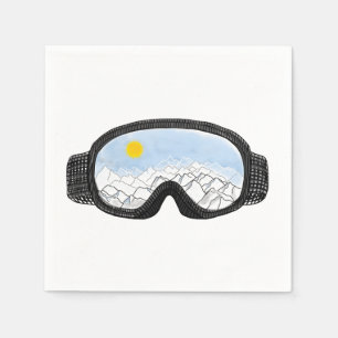 Ski Goggles Mountain View Illustration Napkin