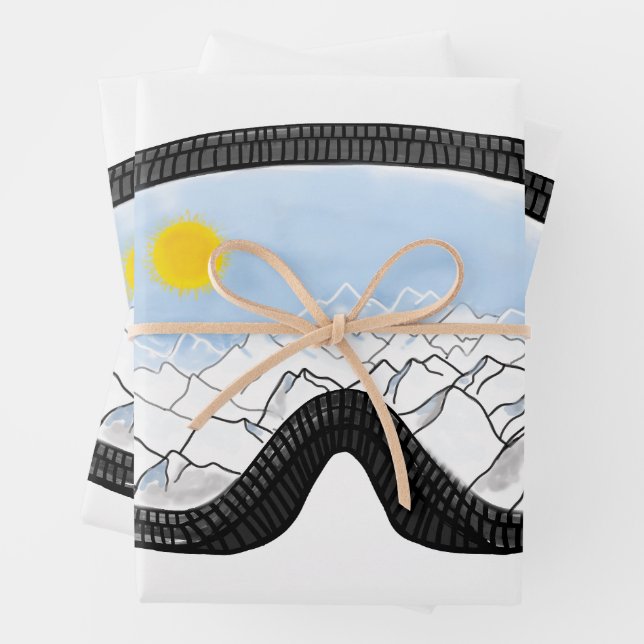 Ski Goggles Mountain View Illustration   Wrapping Paper Sheet (In situ)