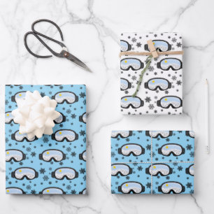 Ski Goggles Mountain View Snowflakes Illustration  Wrapping Paper Sheet