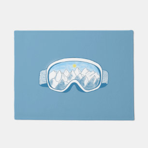 Ski Goggles Mountains Reflections Illustration  Doormat