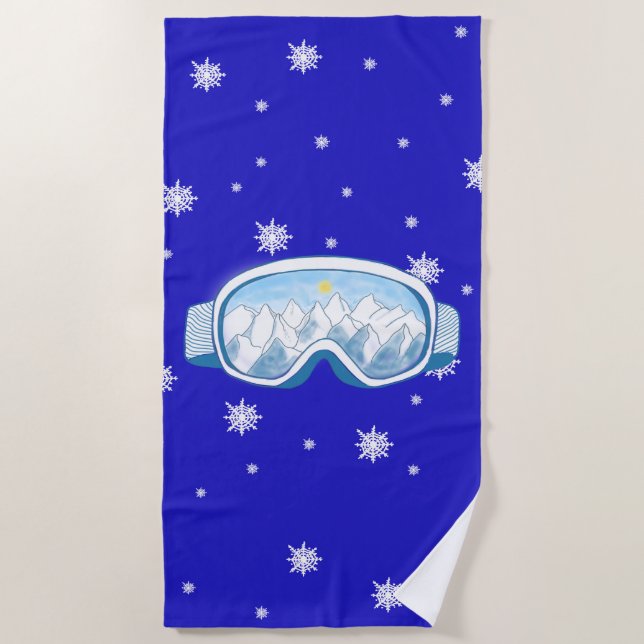 Ski Goggles Snowflake Dance   Beach Towel (Front)