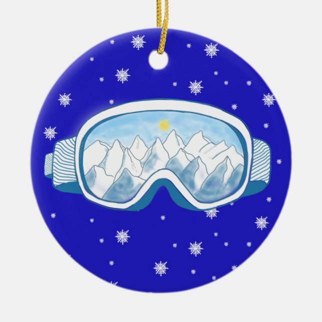 Ski Goggles Snowflake Dance   Ceramic Ornament (Front)