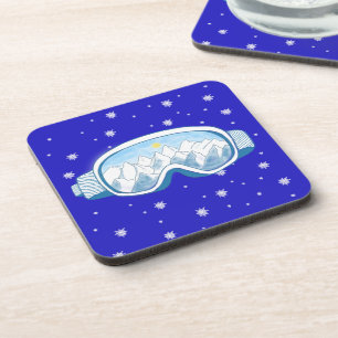 Ski Goggles Snowflake Dance Coaster
