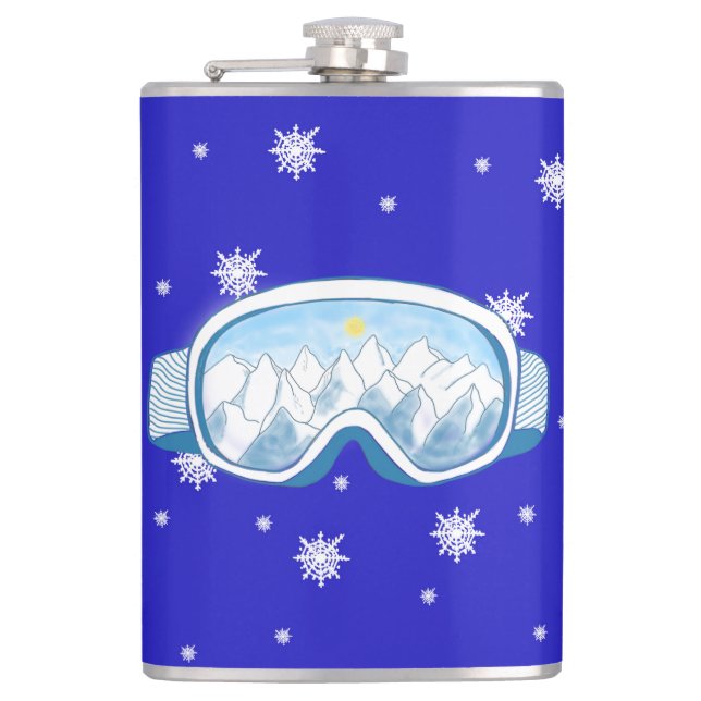 Ski Goggles Snowflake Dance   Hip Flask (Front)