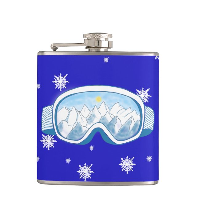 Ski Goggles Snowflake Dance    Hip Flask (Front)