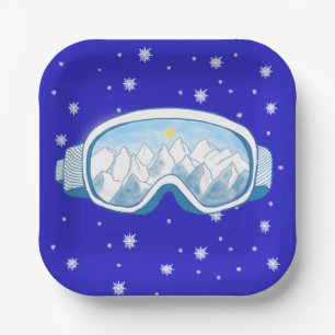 Ski Goggles Snowflake Dance  Paper Plate