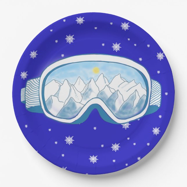 Ski Goggles Snowflake Dance   Paper Plate (Front)