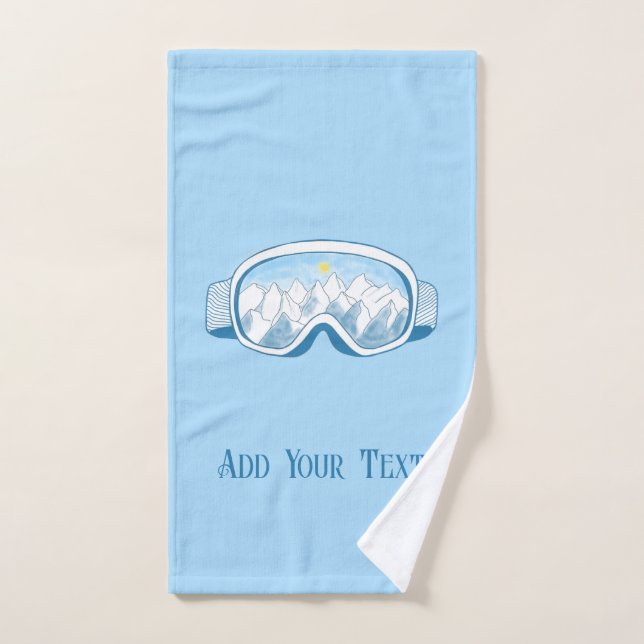 Ski Goggles With Alpine Reflections Personalised Hand Towel (Hand Towel)