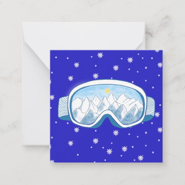 Ski Goggles with mountain reflection Card (Front)