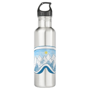 Ski Goggles With Reflection of Mountains 710 Ml Water Bottle