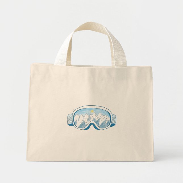 Ski Goggles With Reflection of Mountains   Mini Tote Bag (Front)