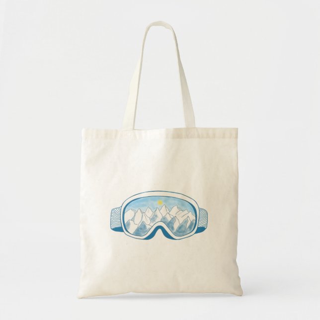 Ski Goggles With Reflection of Mountains   Tote Bag (Front)