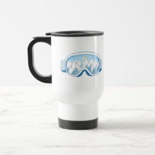 Ski Goggles With Reflection of Mountains  Travel Mug