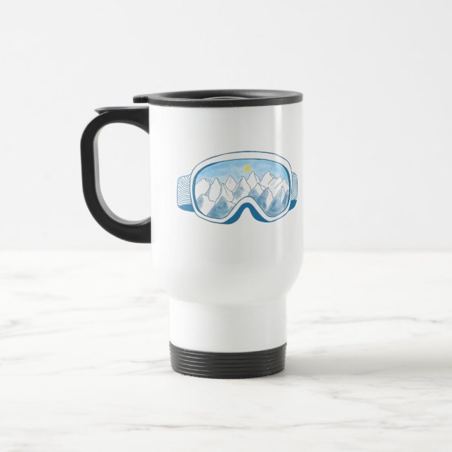 Ski Goggles With Reflection of Mountains  Travel Mug (Left)