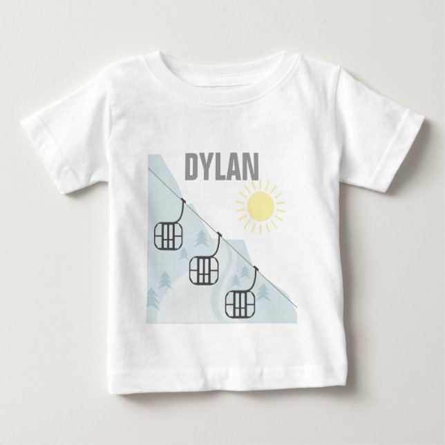 Ski Gondola Personnalised Baby T-Shirt (Front)