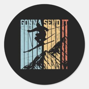 Ski Gonna Send It Winter Sports Skiing Gift Classic Round Sticker