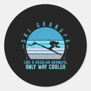 Ski Grandpa Skier Mountain Snow Skiing Grandpa Sno Classic Round Sticker