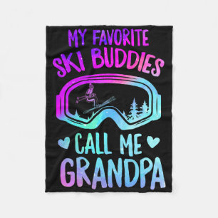 Ski Grandpa Skier Mountain Snow Skiing Grandpa Sno Fleece Blanket
