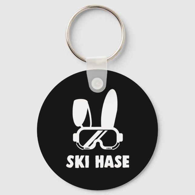Ski Hase Skiing Cool Winter Sports Gift Key Ring (Front)