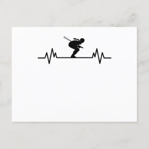 Ski Heartbeat Skiing Fun Winter Sports Slopes Gift Postcard