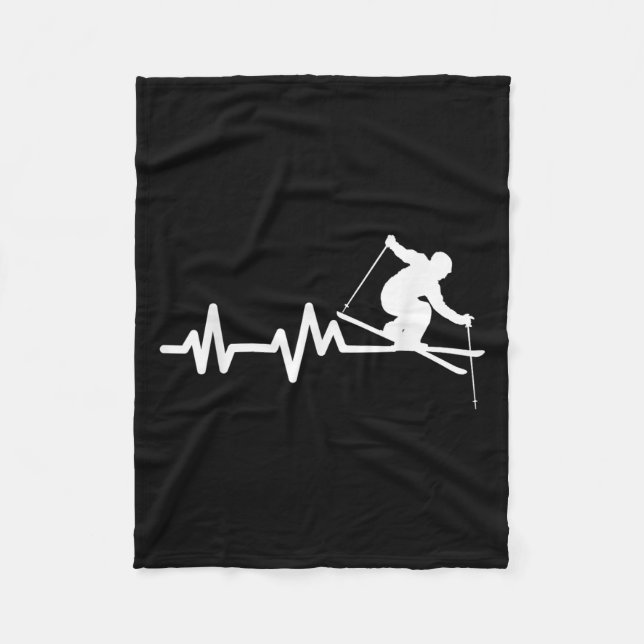 Ski Heartbeat Skiing Skier  Fleece Blanket (Front)
