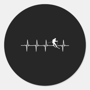 Ski Heartbeat - Snow Skiing Skiers Classic Round Sticker