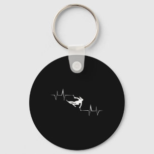 Ski Heartbeat Women Funny Winter Skiing Skier Puls Key Ring