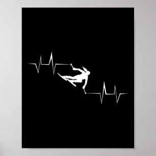 Ski Heartbeat Women Funny Winter Skiing Skier Puls Poster