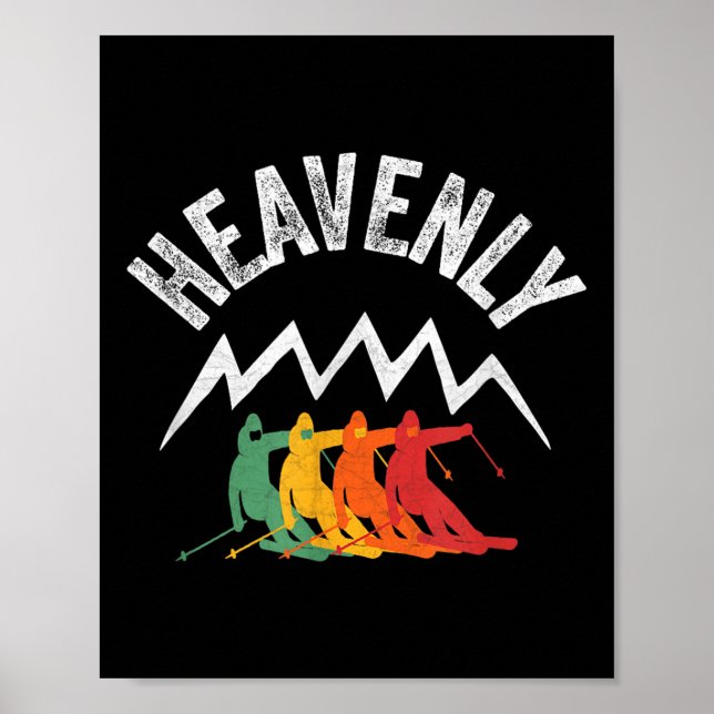 Ski Heavenly California Retro Skiing Lake Tacute S Poster (Front)