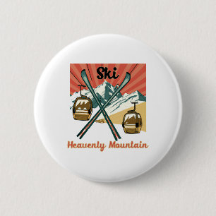 Ski Heavenly Mountain Retro Vintage Heavenly Mount 6 Cm Round Badge