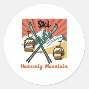 Ski Heavenly Mountain Retro Vintage Heavenly Mount Classic Round Sticker