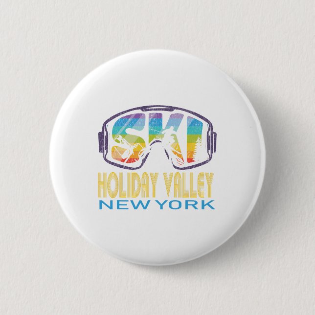 Ski Holiday Valley New York Skiing Vacation  6 Cm Round Badge (Front)
