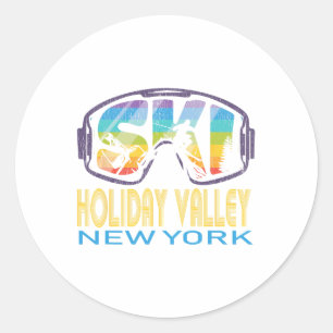 Ski Holiday Valley New York Skiing Vacation  Classic Round Sticker