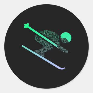 Ski Icon For Skiier Ski Girls Skiing  Classic Round Sticker