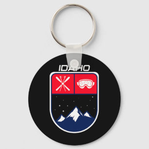 Ski Idaho Mountain Skiing Trail Skier Goggle Pole Key Ring