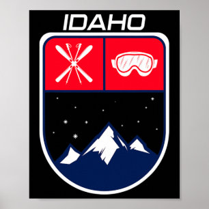 Ski Idaho Mountain Skiing Trail Skier Goggle Pole Poster
