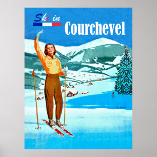 Ski in Courchevel, woman on ski, France Poster