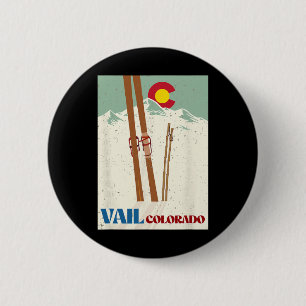 Ski In Vail Colorado Rocky Mountains Skiing Vacati 6 Cm Round Badge
