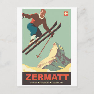 Ski in Zermatt Postcard