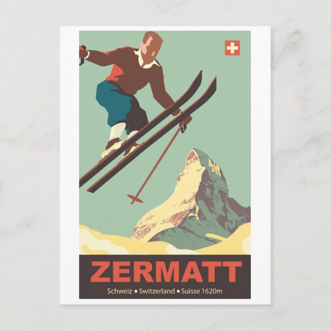 Ski in Zermatt Postcard (Front)