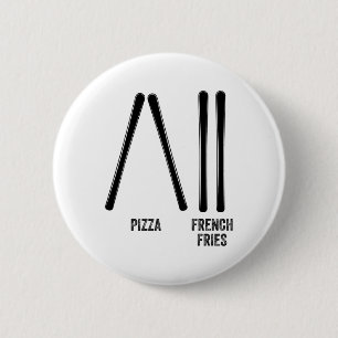 Ski Instructor Pizza And French Fries How To Skiin 6 Cm Round Badge
