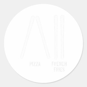 Ski Instructor Pizza And French Fries How To Skiin Classic Round Sticker