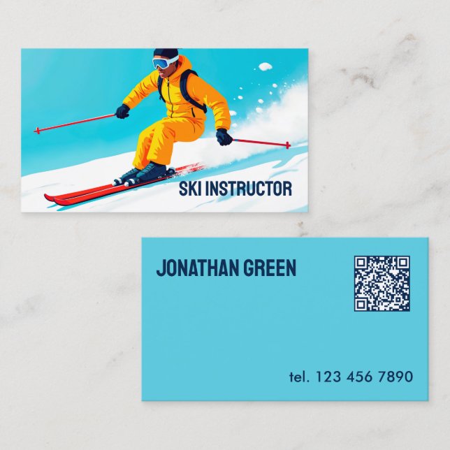 Ski Instructor QR Business Card (Front/Back)