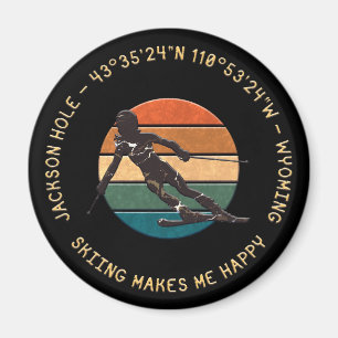 Ski Jackson Hole, Wyoming - Woman Skier Gift Magnet