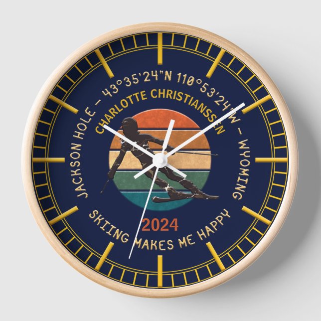 Ski Jackson Hole, Wyoming - Woman Skier On Black Clock (Front)