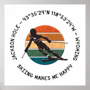 Ski Jackson Hole, Wyoming - Woman Skier On White Poster