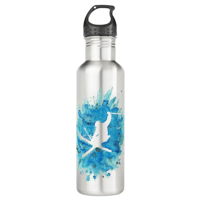 Ski jump art 710 ml water bottle (Front)